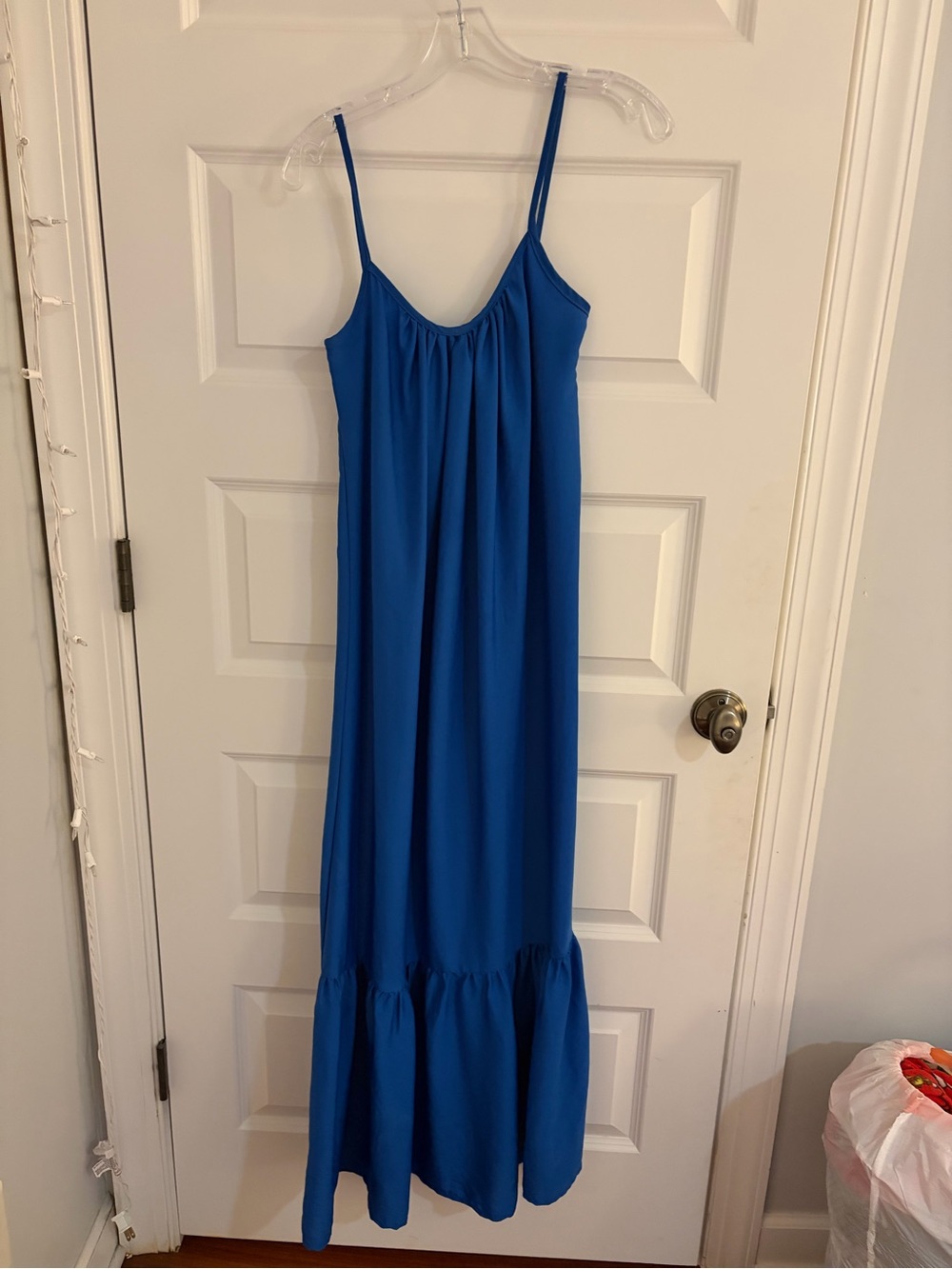 Women’s Blue Maxi Dress - Sleek Spaghetti Strap Design